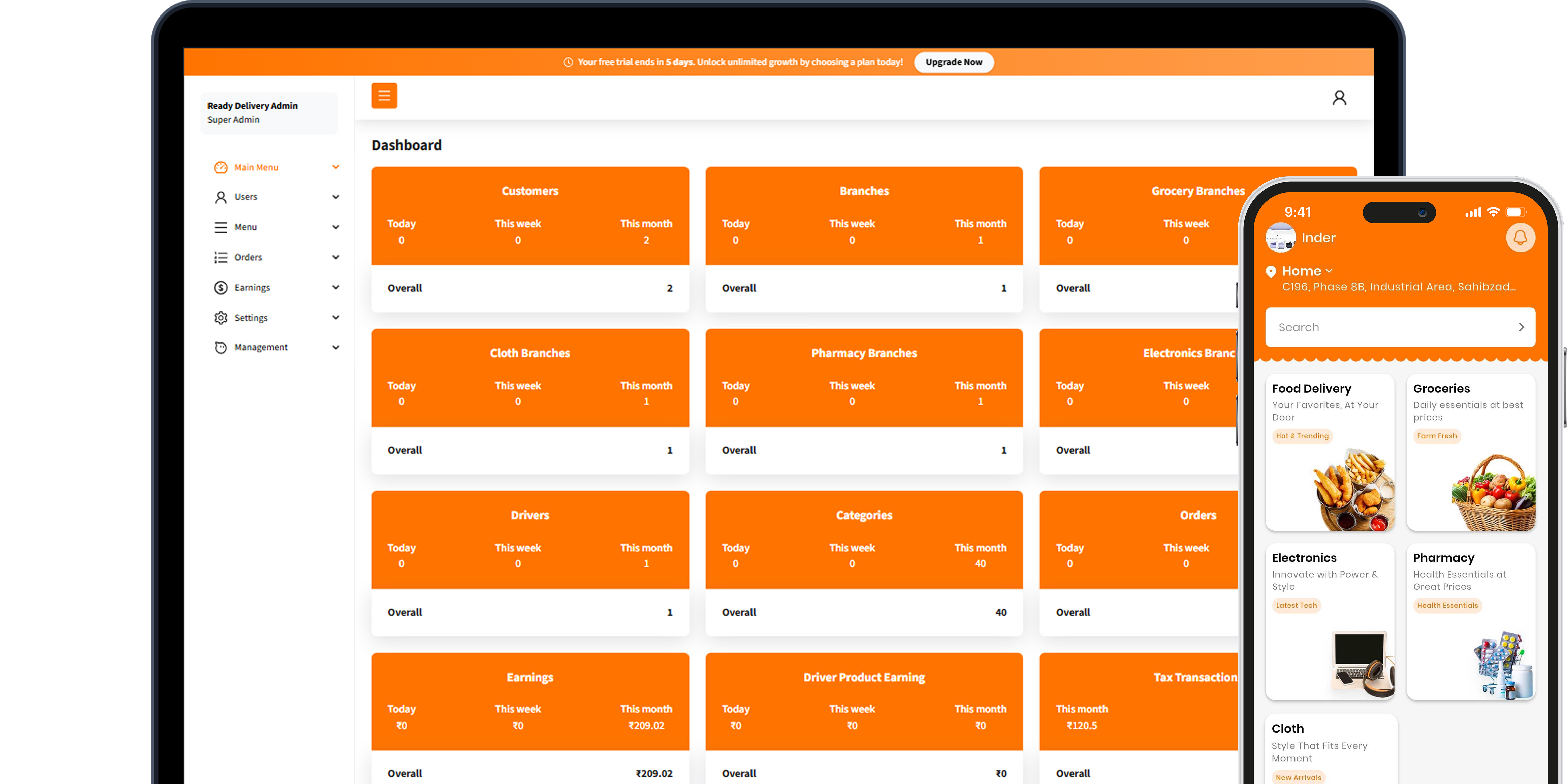 Restaurant SaaS dashboard preview